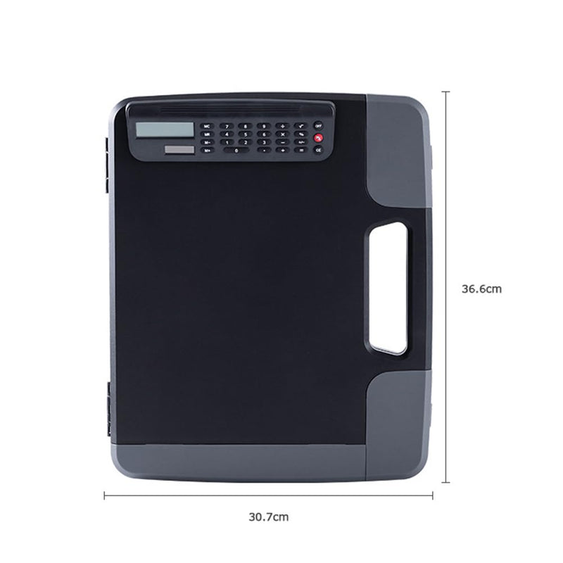 Cabilock Box Binder Portfolio Writing Pad Paper Storage Box Clipboard with Calculator A4 Clipboard A4 Files Storage Holder Writing Board Storage Rack Document Clipboard Case A4 30.7*36.6*6.7cm Black
