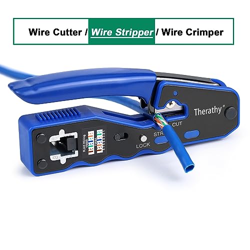 RJ45 Pass Through Crimp Tool Kit, Ethernet Crimping Tool for RJ45 Kit for Cat5/5e/6