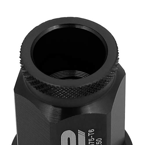 J2 Engineering LN-T7-023-15-BK Black 7075 Aluminum M12X1.5 20Pcs L: 40mm Open End Lug Nut w/Socket Adapter 1.5-Inch