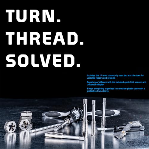ROTATION 39-Piece Metric Tap and Die Set, M3-M12 Thread Repair Kit