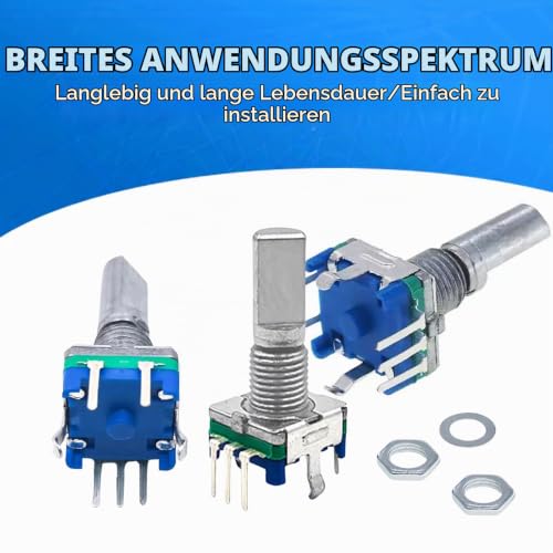 BuyWeek EC11 Rotary Encoder Switch, 5 Pieces/Lot, 360 Degree Rotary Encoder, Coding Switch, 5 Pin Digital Potentiometer with Push Button, Rotary Encoder Module, Handle Length 20 mm