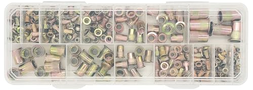 Metric and SAE Rivet nut Combination Kits of 15 Size (256 Pieces) m3 m4 m5 m6 m8 m10 m12#6-32#8-32#10-32#10-24# 1/4"-20 5/16"-18 3/8"-16 1/2"-13UNC Flat Head Galvanized nut kit 256PCS RIVET NUTS KIT
