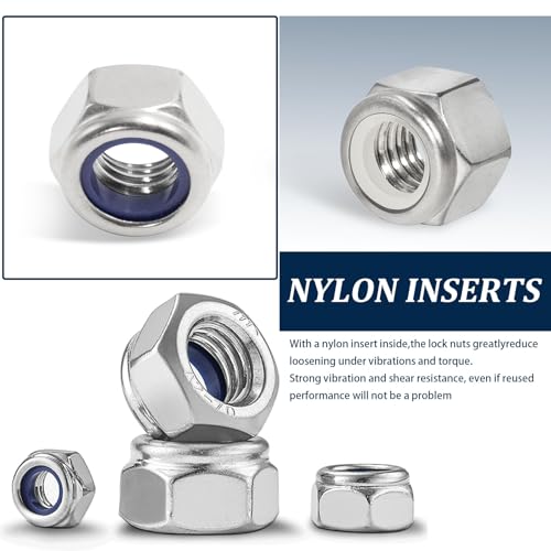 348 PCS SAE & Metric Nylon Insert Lock Nuts Kit and 140PCS Metric Locknuts Assortment Kit,304 Stainless Steel Nylock Nut