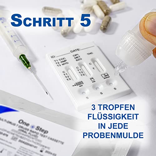 One+Step Multi Drug Test Saliva for 7 Drug Types: THC - Amphetamine - Cocaine - Methamphetamine - Methadone - Opiates - Benzodiazepines - Drug Quick Test Saliva Test - Pack of 2