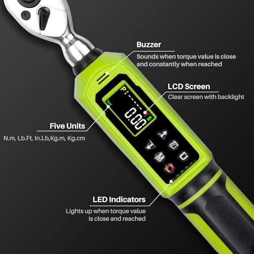 1/4" Digital Torque Wrench -0.33-22Ft.Lb for Bike Motorcycle Repair 1/4" 4-266.0In.Lb Set