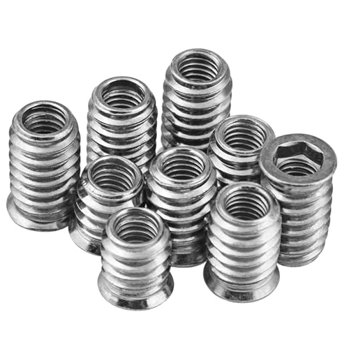 Threaded Inserts for Wood, Screw in Nut Fastener Connector, Steel Hex Drive Nut Inserts for Home Office Furniture (Silver, 1/4"-20 x25mm-100pcs) Silver 1/4"-20 x 0.98" 100