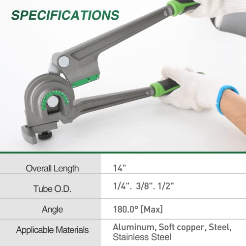 Super Stars 3-in-1 Tubing Bender for 1/4 Inch, 3/8 Inch, and 1/2 Inch Outer Diameter Copper and Aluminum Tubes, 180 Degree HVAC Pipe Bending Tool for AC Repair 1/4", 3/8", 1/2"