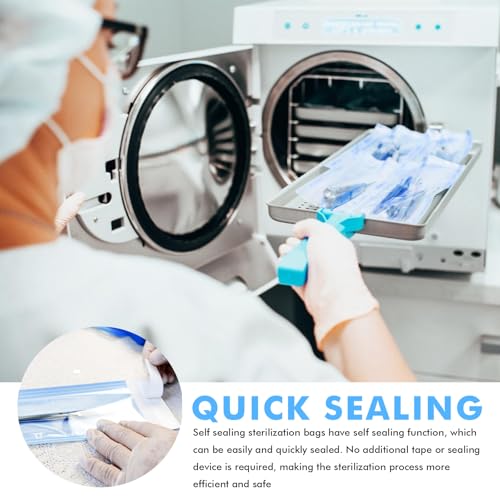Pack of 200 self-sealing sterilisation bags: 135 mm x 280 mm disposable sterilisation bags, dentist sterilisation bags, sterilisation bags, self-sealing sterilisation bags