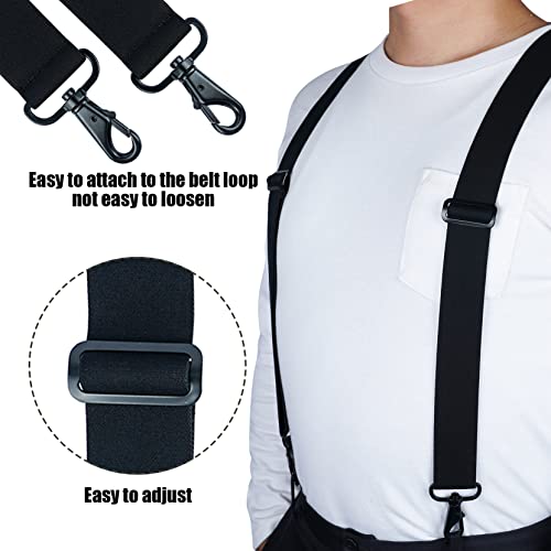MELOTOUGH Tool Belt Suspenders Tool Harness for Heavy Duty Work Movable shoulder Pads,Mens Suspender 1.5 Inch Wide X Back Suspenders Black Adjustable Elastic Suspenders Braces