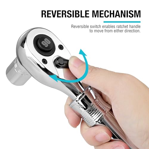 DURATECH 1/2-Inch Extendable Ratchet, 90-Tooth Quick-release Ratchet Wrench 1/2"