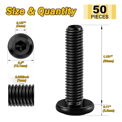 Mywish 30Pcs M5 x 40mm & M6 x 30mm 50Pcs Flat Head Hex Socket Cap Screws Bolts, 304 Stainless Steel Furniture Bolts Full Thread & Hex Spanner
