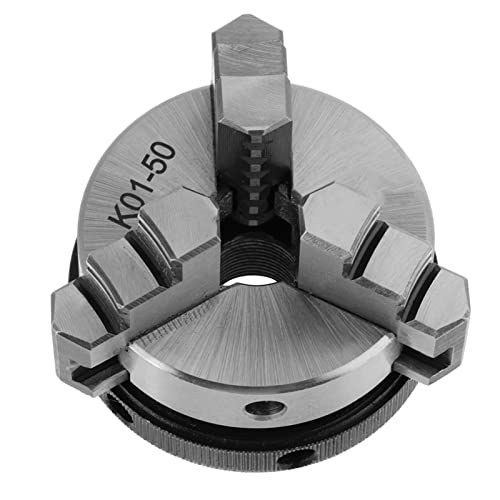 3 Jaw Self Centering Chuck 50mm, Precision Mini Metal Turning Tool for Small Benchtop Lathe, 1.97 Inch Workholding Device with Screw Rods, Hobby Machinist Accessory