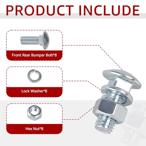 7/16 Chrome Bumper Bolts for Ford Front Bumper Bolts 7/16-14 x 1-1/4" 8PCS 8