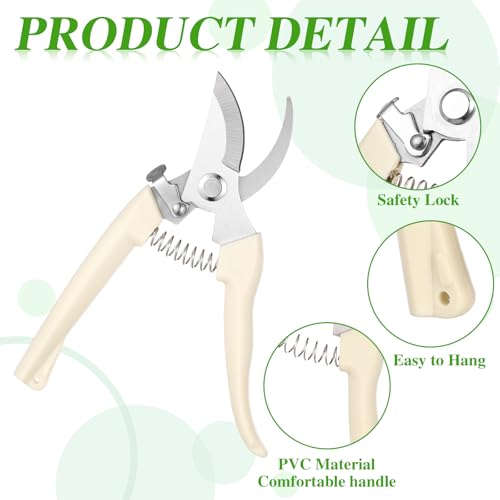 20 Garden Flower Shears Pruning Scissors Heavy Duty Plant Scissors Trimming Garden Clippers Hand Tree Pruner for Yard Gardening Plants Hedge Flower Tree Cutting Secateurs (Beige)