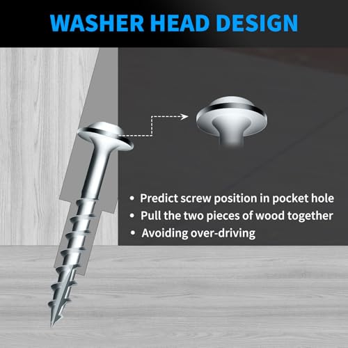 Pocket Hole Screws #8 X 1-1/4", 600 PCS and #8 X 2-1/2", 90 PCS Zinc Coated Pocket Hole Screws for Outdoor, Square Drive, 150MM Drive Bit Included