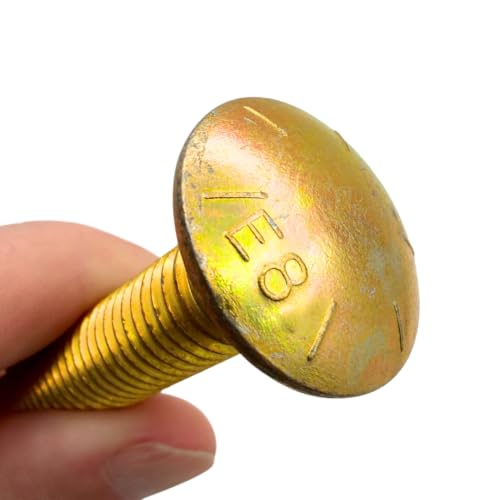 1/2"-13 x 3 Grade 8 Carriage Bolts (4-Pack) – Heavy-Duty Coarse Thread Bolts with Flat Washers & Nylon Lock Nuts –Round Head Square Neck SAE J429 Anti-Vibration 3.0" Bolts, Washers, Nuts 4