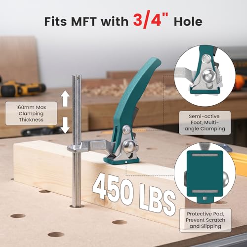 Housolution 2 Pack Quick Release Ratcheting Table Clamp, Track Saw F Clamps