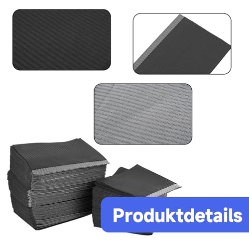 Dental Bibs 33cm x 45cm - 125 Pieces, 3-Ply, Waterproof | Tattoo Bibs for Nail Salons, Dental Clinics, Eyelash Technicians, Beauty Salons (Black)