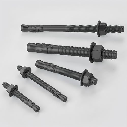 Wensilon 30Pcs 5/16x3 Inch Standard Fasteners for Heavy-Duty Black Wedge Anchors for Cement and Concrete 5/16*3" 30