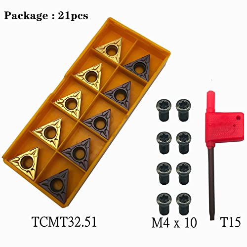 41pcs Threading Inserts 11ER AG60 11IR AG60 TCMT32.51 Turning Carbide Inserts and Alloy Steel Hex Screws for Lather Turning Threading Tool Holder Stainless Steel