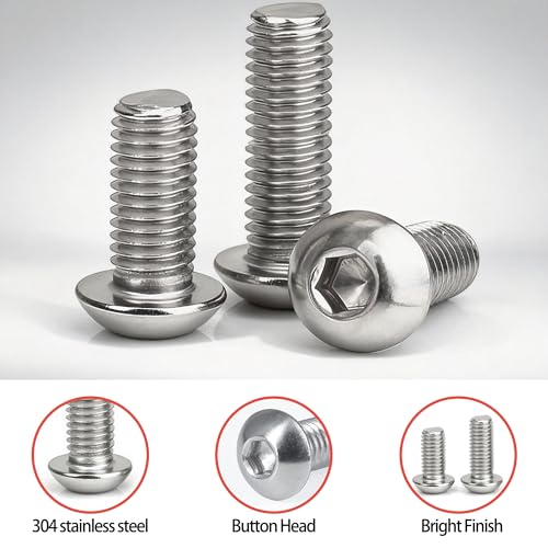 XunLiu 1/4-20 Button Head Socket Cap Screws 4-Size Bundle 304 SS 18-8