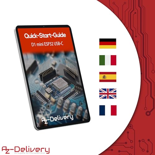 AZDelivery 3 x ESP32 D1 Mini NodeMCU WiFi Module ESP 32 Bluetooth Internet Development Board with USB-C Connection Compatible with Arduino and Compatible with Wemos D1 Mini Includes E-Book 3X