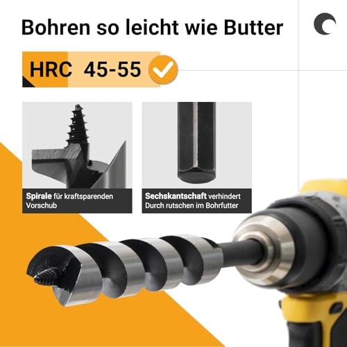 6pcs Auger Bits Set, High Speed Steel, Hex Shank Wood Drill