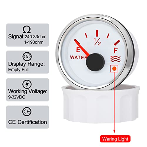 KAOLALI Water Level Indicator, Water Level Meter for 0~190 ohm Water Sensor(White)