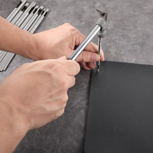 22Pcs Leather Hole Punch Tool 0.5-12mm Circle Hole Punch