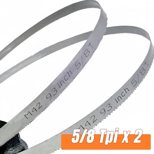 2 Pack 93" Bandsaw Blades, Metal Cutting, 93 x 3/4 x 0.035 Inch, Bi-Metal M42 Band Saw Blades, 5/8 TPI
