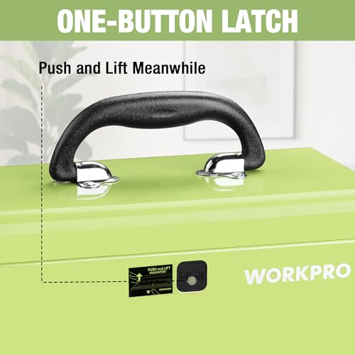 WORKPRO 10.8" Mini Metal Tool Box with Removable Tray Macaron Green