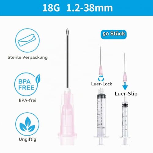 SGERUFZ Pack of 50 Stainless Steel Dispenser Needles, Infusion Tubes for Refilling Liquids, Industrial Glue Refill Tubes (1.2-38 mm)