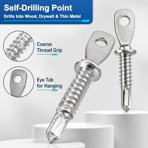 Eye Lag Screws for Wood Ceiling Wire, 100 Pcs with Driver Socket