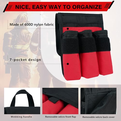 MELOTOUGH 7-Pocket Firefighter Tool Pouch with Carry Handle and Flap, Fits in Bunker Gear Pocket, Firefighter Pants + Carpenter Tool Pouch with 10 Pockets