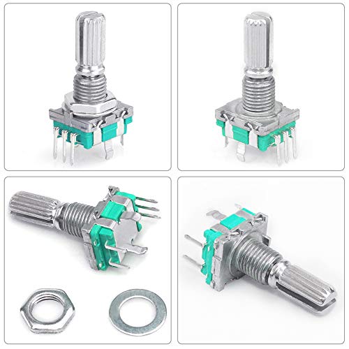 5 Set 360 Degree Rotary Encoder Module EC11 Digital Potentiometer Rotary Encoder, Rotary Encoder, 5 Pin with Switch and Knob for Automotive Electronics Multimedia Audio