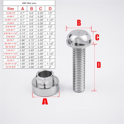 1/4-20-1/2" Screws 304 Stainless Steel Anti-Theft Locking 20tpi 1/2inch Bolts Security Hardware Kit for Mountain Bike Awning Car Accessories for Styling Light Bar Safety(4 Lock+ 1 Key) 1/4-20-1/2"-4+1