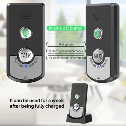 2 Way Voice Intercom, Super Long Range Intercomunicador, Home Security Easy Install, Waterproof Indoor Outdoor Interphone System, Fit for Home Hospital Office, Black