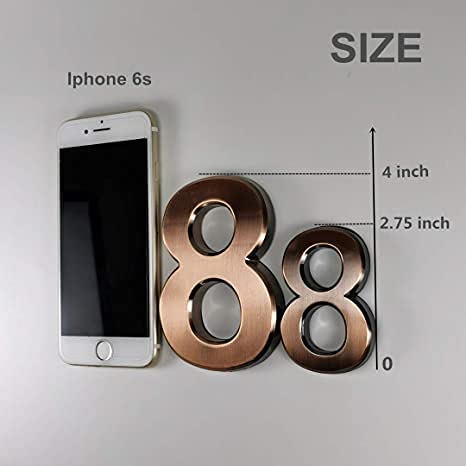 4 Inch Mailbox Numbers 0-9, Door Address Number Stickers for House/Apartment/Floor, Bronze/Silver, by Hopewan. (10 Pack 0-9, Bronze) 10 Pack 0-9