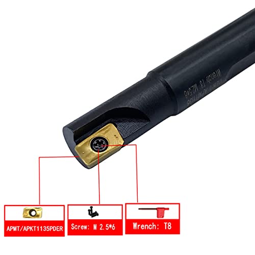 GBJ 1/2 * 1/2 * 3”-1T + 21PC APMT1135PDER 90 ° Indexable End Mill Holder Carbide Inserts Machining Steel,Iron Square Shoulder Face milling Slotting Milling Arbor