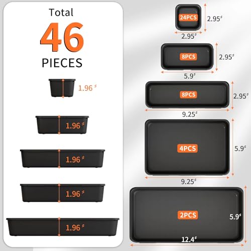 91 Pack Tool Box Organizer Tool Tray Dividers, Toolbox Drawer Organizers Storage Trays for Rolling Tool Chest, Work Bench Cabinet Bins, Parts Screw Nut Bolt Small Tools Organization - Black & Orange