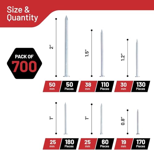 CrimsonMark Wall Mounting Kit – 700 PCS Assorted Nails + 50 PCS Drywall Anchors & Screws | Complete Picture Hanging & Wall Decor Set
