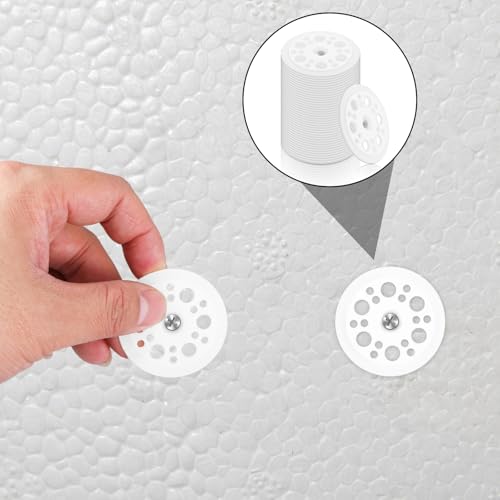 1.77 Inch/45 mm White Plastic Washers Foam Board Insulation Load Spreading Polypropylene Washers for Fixing and Supporting Rigid Foam Spreading for Screws Nail (800 Pcs)