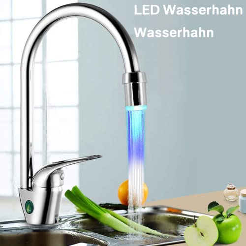 VIEVRE Set of 2 LED Taps, 7 Colors Tap Attachment Kitchen, Blue Green Water Saver, LED Tap Attachment, LED Tap Attachment for Kitchen, Bathroom