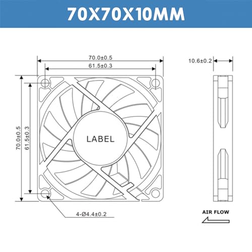 WINSINN DC 70mm Fan 5V 7010 Dual Ball Bearing Brushless Cooling 70x10mm 2PIN (Pack of 2Pcs)
