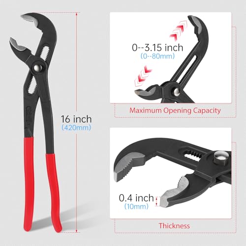 Water Pump Wrench for Home Repair 16 inch Slip Pliers Comfortable Handle Pliers Hand Tools