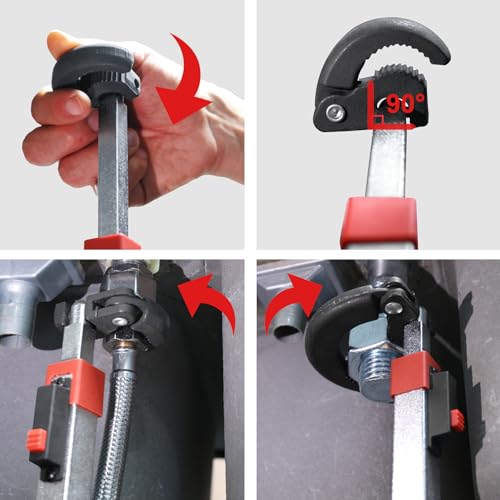 HAUTMEC 11-18inch Telescoping Basin Wrench, Sink Faucet Wrench for Tight Spaces with Replaceable Jaws Capacity 1-1/4''to 2-1/2", Plumber Wrenches for Faucet Hex Nuts Install and Repair Under Sink Replaceable Wrench Set