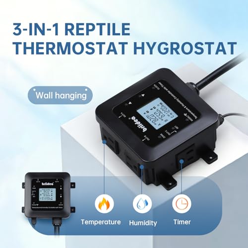 Briidea Smart WiFi Temperature and Humidity Controller with Timer Outlet, 3-in-1 Reptile Thermostat Hygrostat, App Control via Dual-Band 2.4G/5G WiFi for Greenhouse, Incubator, Mushroom, and Homebrew