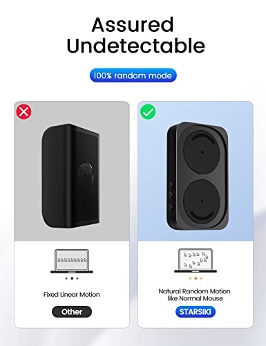 Mechanical Mouse Jiggler with Interval Timer, Black | Silent mechanical mouse mover with interval timer, no need to precisely align optical sensor.