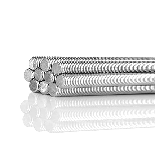10Pcs M8 x 250mm 304 Stainless Steel Fully Threaded Rods, Threaded Rods Bar Studs, Right Hand Thread Long Threaded Screw, M8-1.25 Thread Pitch, Fits for Anchor Bolts, Hangers, U-Bolts (5/16" x 10")