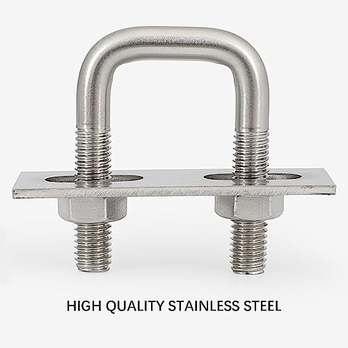 TEN-HIGH U Bolt, 10 Sets 304 Stainless Steel Tie Down U Bolt with Nuts, Frame Plate, Round Washers(M8*50 * 120mm) M8*50*120mm 10pcs